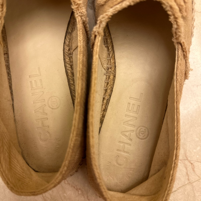 Chanel 37號 閒置品 棉麻鉛筆鞋 含鞋盒-11