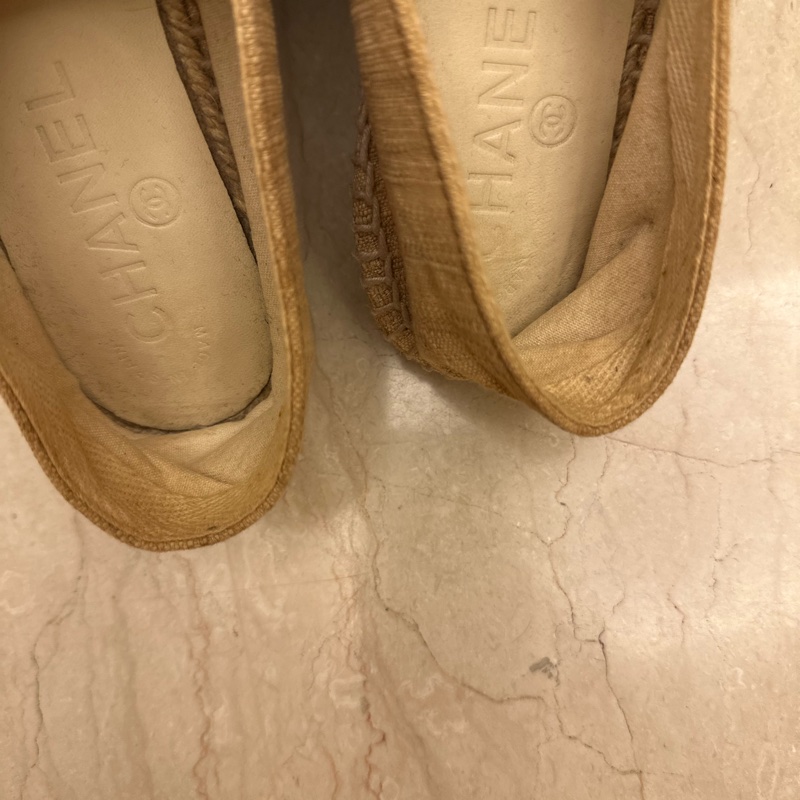 Chanel 37號 閒置品 棉麻鉛筆鞋 含鞋盒-15