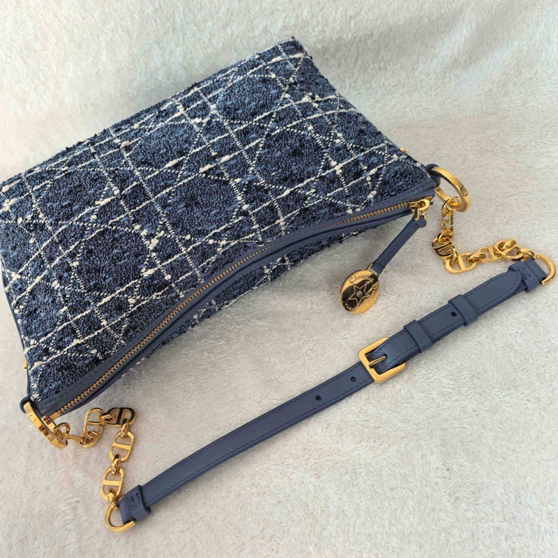 99新 Dior 迪奧 Star hobo 22 中號 單肩包 丹寧 藍色💙正品-6