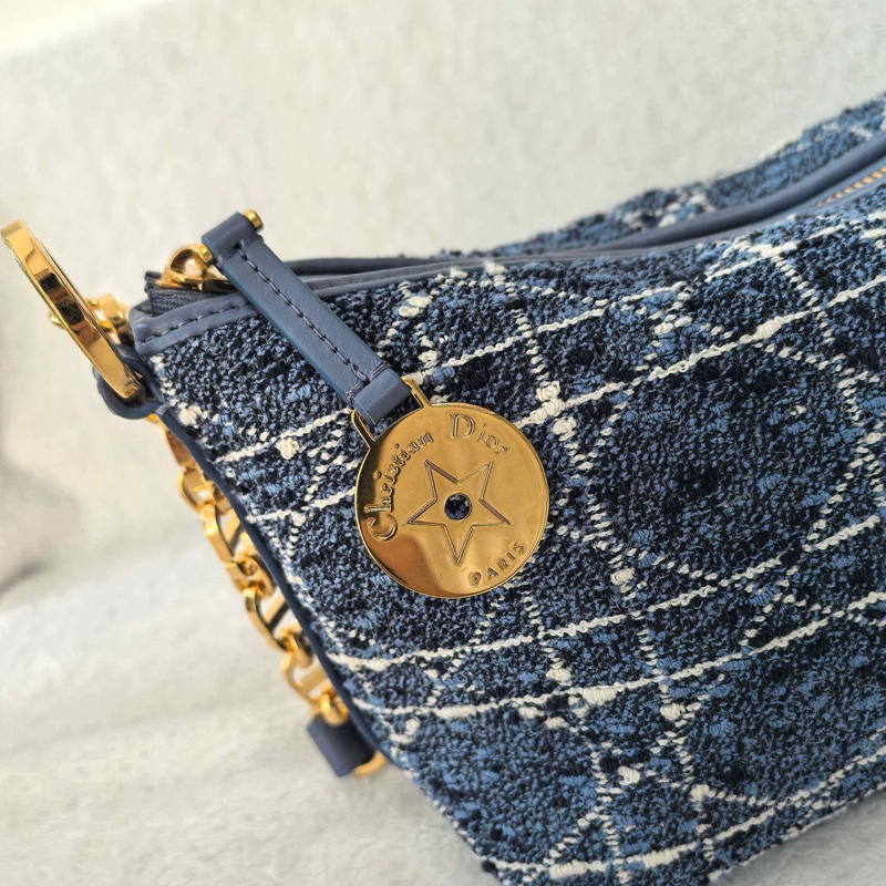 99新 Dior 迪奧 Star hobo 22 中號 單肩包 丹寧 藍色💙正品-7