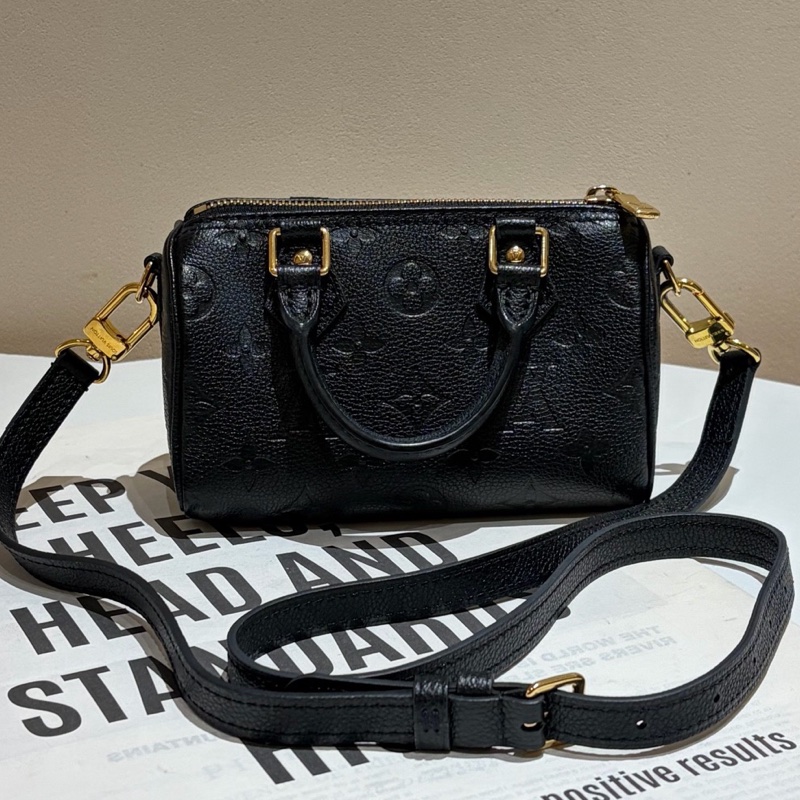 路易威登Louis Vuitton Speedy nano 黑色全皮壓紋芯片款-0