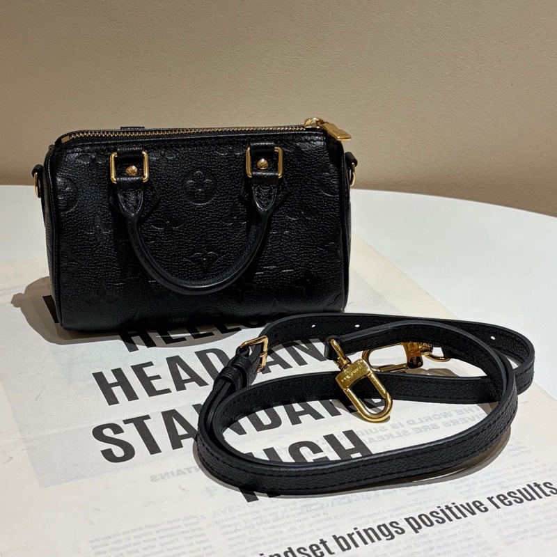 路易威登Louis Vuitton Speedy nano 黑色全皮壓紋芯片款-1