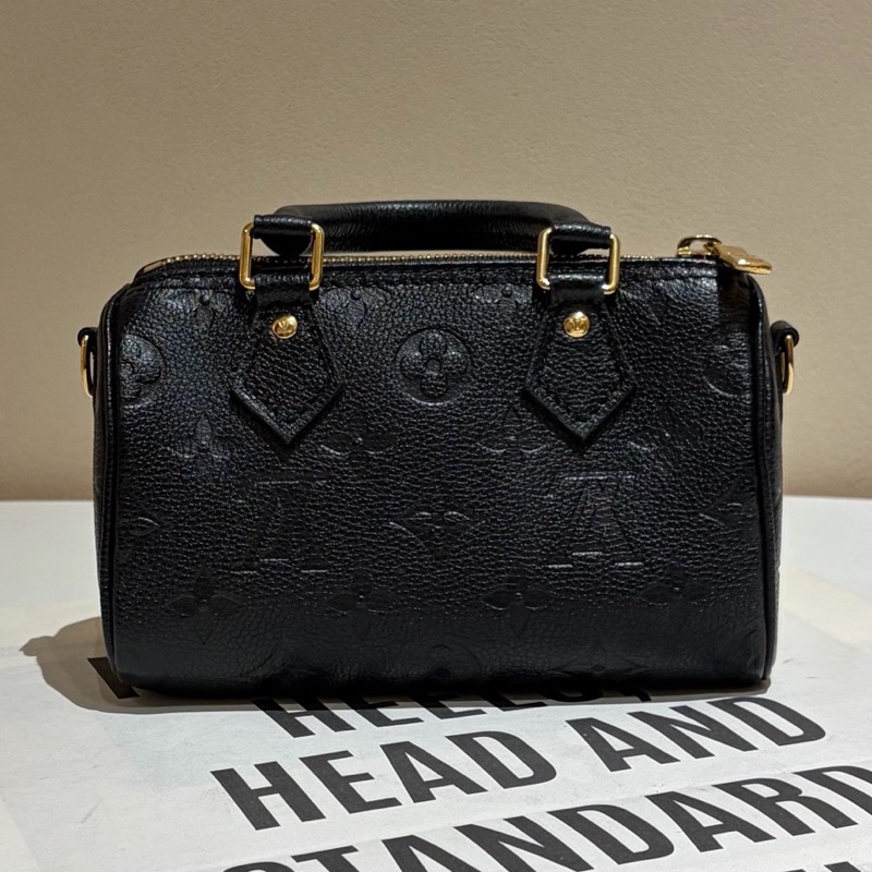 路易威登Louis Vuitton Speedy nano 黑色全皮壓紋芯片款-2