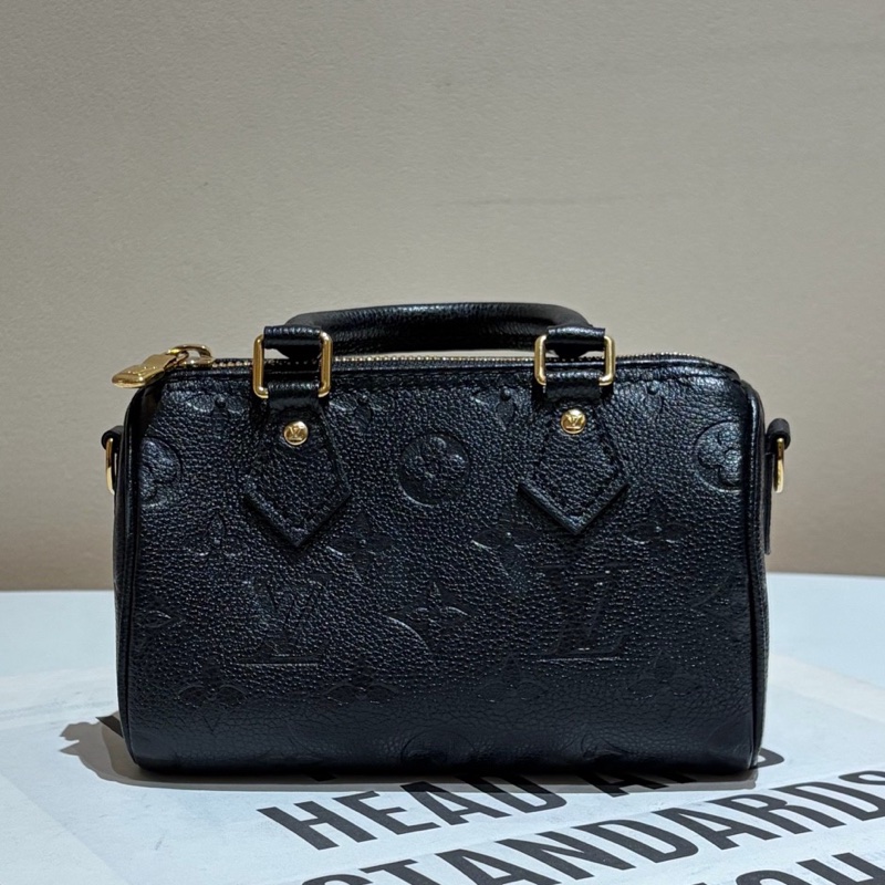 路易威登Louis Vuitton Speedy nano 黑色全皮壓紋芯片款-3