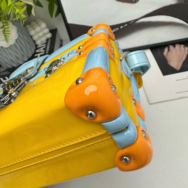 💛閒置新 路易威登/Louis Vuitton LV Petite Malle 充氣硬盒子 黃藍配色 早秋走秀款 芯片款 成色如圖💛正品保障-6