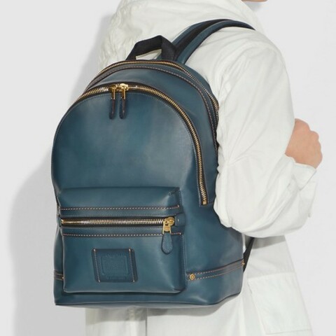 COACH Academy Backpack 土耳其藍漸層皮革後背包