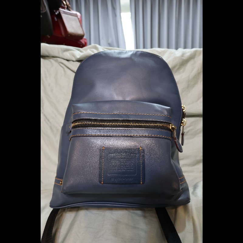 COACH Academy Backpack 土耳其藍漸層皮革後背包-1