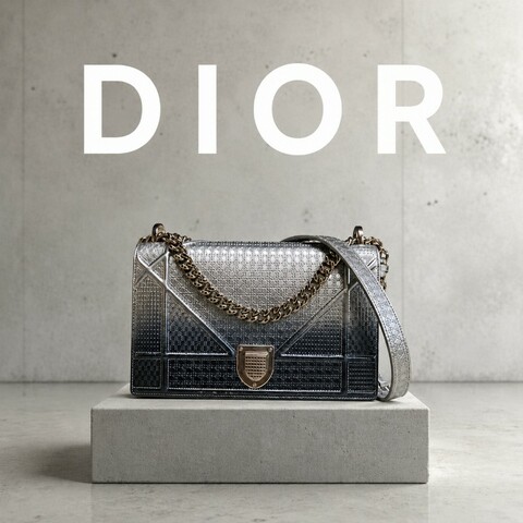 ❤️感恩月❤️折扣最後倒數至5/31‼️㊣✨Christian Dior✨迪奧 CD 漸層色 銀漆 掀蓋 盾牌包 鏈條包 肩背包 斜背包/二手包/保證正品🌳二手樹屋🌳