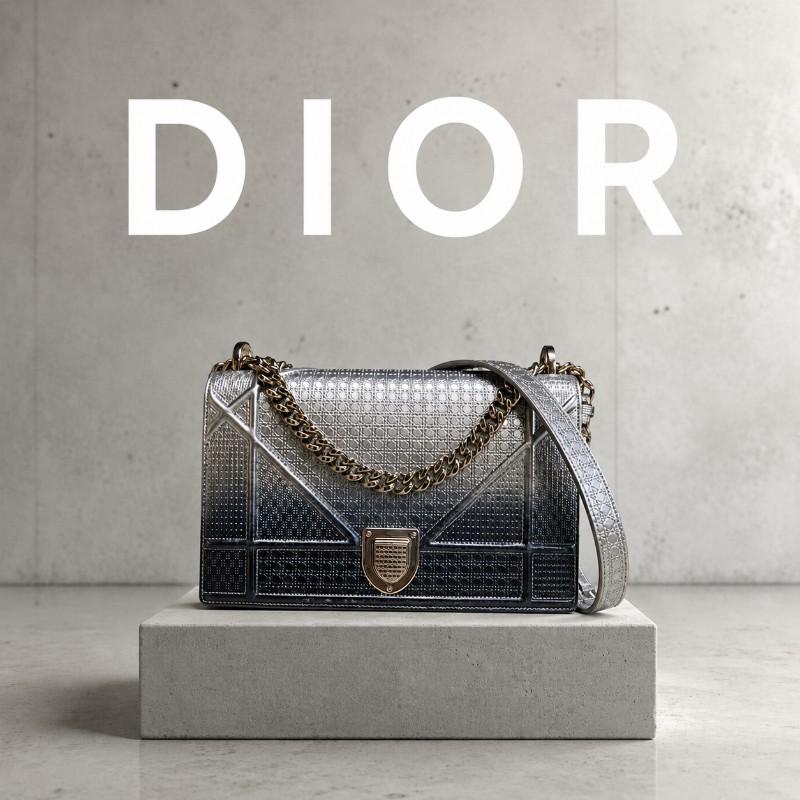 ❤️感恩月❤️折扣最後倒數至5/31‼️㊣✨Christian Dior✨迪奧 CD 漸層色 銀漆 掀蓋 盾牌包 鏈條包 肩背包 斜背包/二手包/保證正品🌳二手樹屋🌳-0