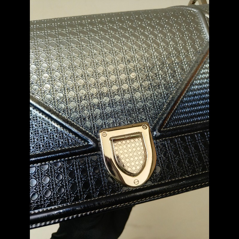 ❤️感恩月❤️折扣最後倒數至5/31‼️㊣✨Christian Dior✨迪奧 CD 漸層色 銀漆 掀蓋 盾牌包 鏈條包 肩背包 斜背包/二手包/保證正品🌳二手樹屋🌳-13