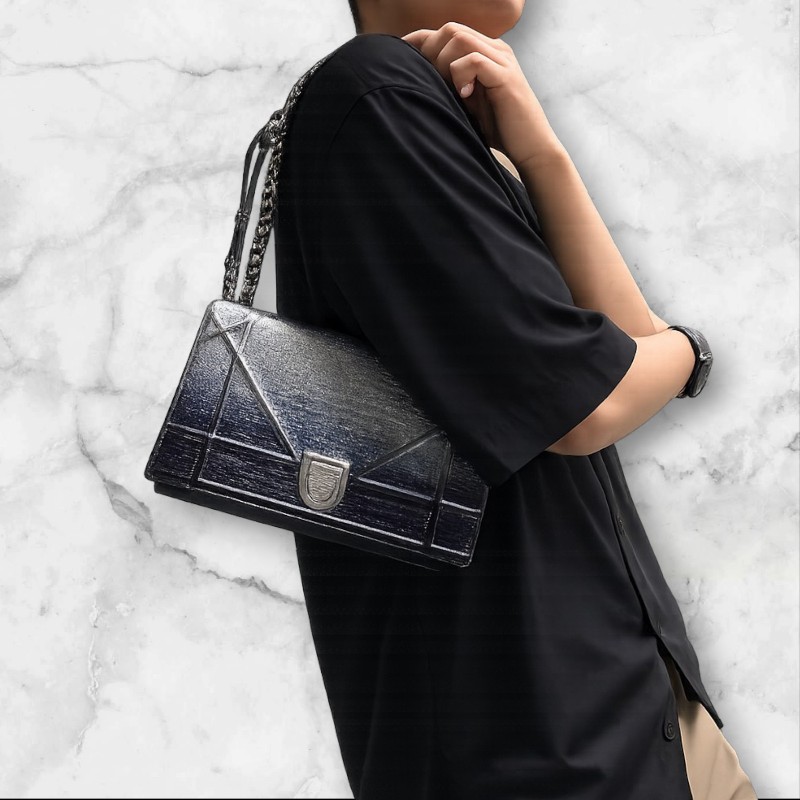 ❤️感恩月❤️折扣最後倒數至5/31‼️㊣✨Christian Dior✨迪奧 CD 漸層色 銀漆 掀蓋 盾牌包 鏈條包 肩背包 斜背包/二手包/保證正品🌳二手樹屋🌳-55