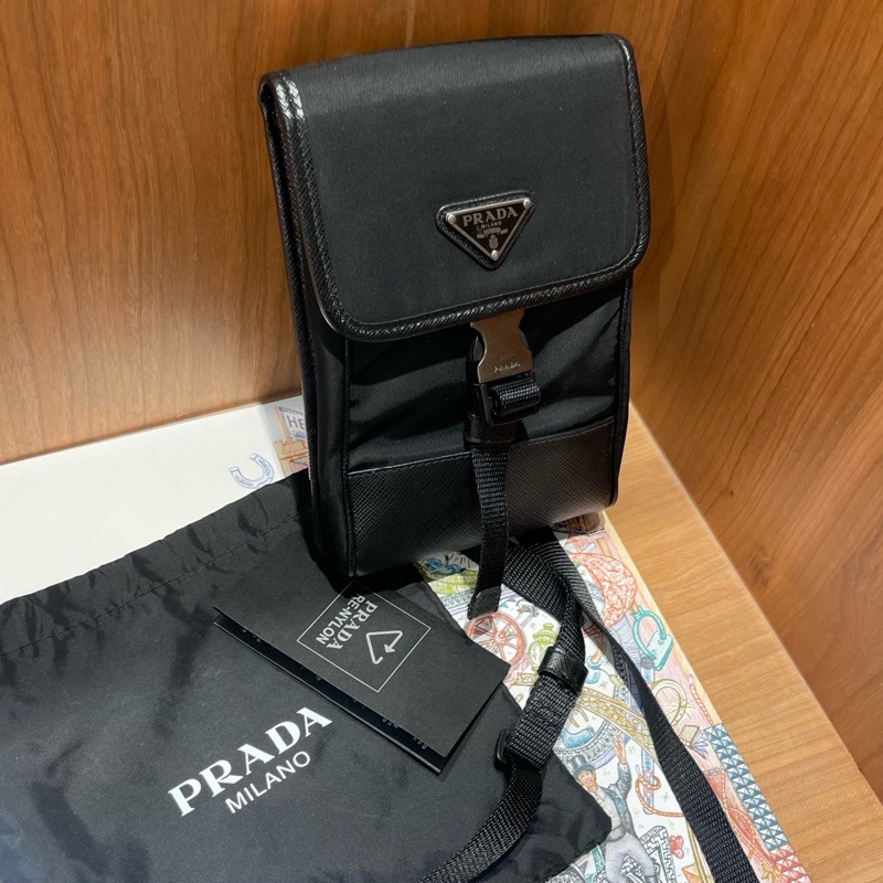 234白標 Prada/普拉達男士Re-Nylon與Saffiano牛皮革手機包-3