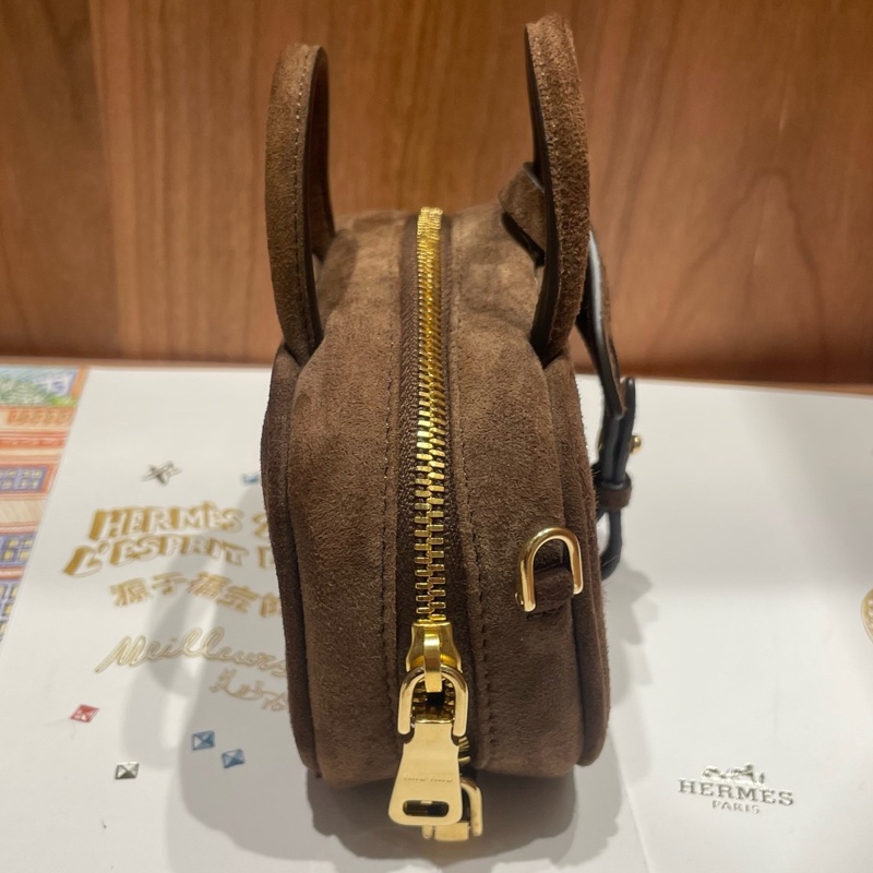 MiuMiu繆繆 棕色麂皮mini 斜挎包-4
