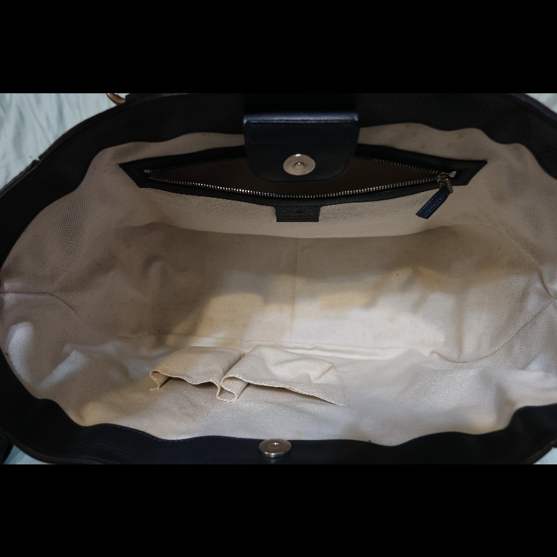 GUCCI  墨綠 GUCCISSIMA皮革GG logo壓紋竹節手提包　（guccissima 246879）-2