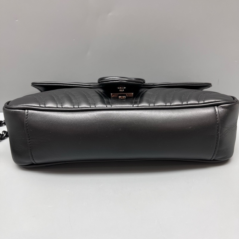 GUCCI 黑色GG marmont中號鏈條包-2