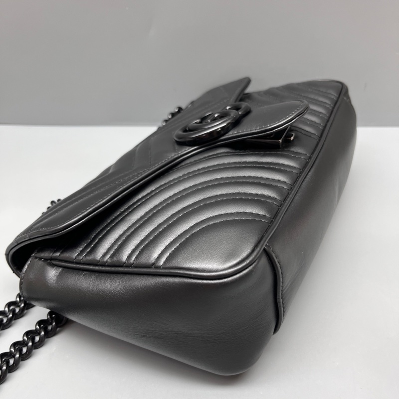 GUCCI 黑色GG marmont中號鏈條包-3