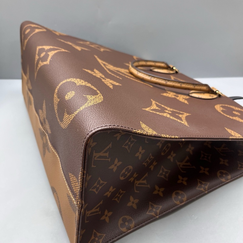 LV 老花拼色大號onthego托特包 芯片款-4