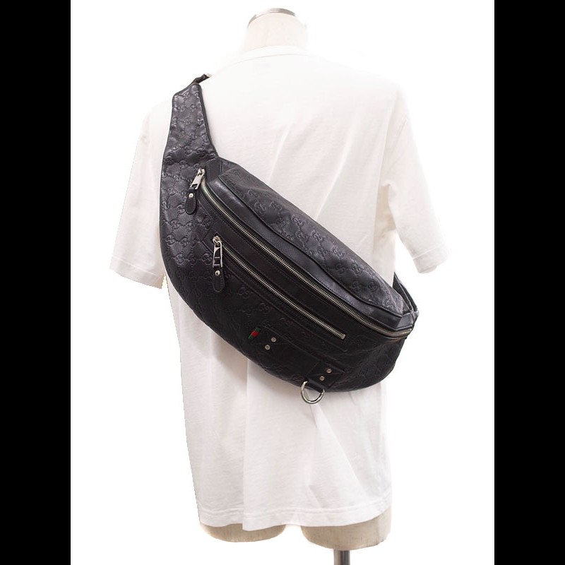 GUCCI 灰色 GUCCISSIMA皮革GG logo壓紋胸包　（guccissima 264409）-5