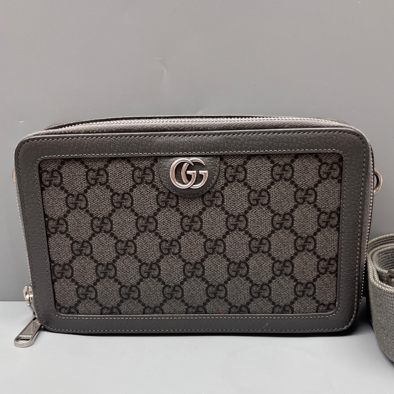 GUCCI 灰色老花ophidia系列相機包-0