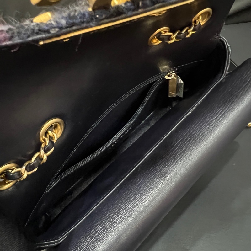 chanel粗花呢雙層大logo金鍊包cf 26開有卡  成色如圖-6