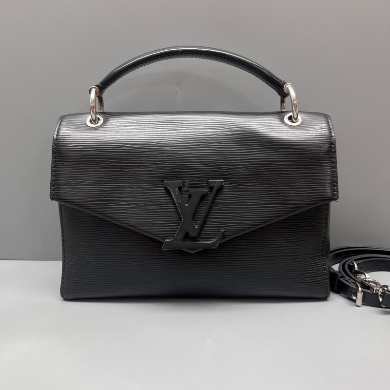 LV 路易威登黑色水波紋Grenelle系列通勤包 芯片款-0