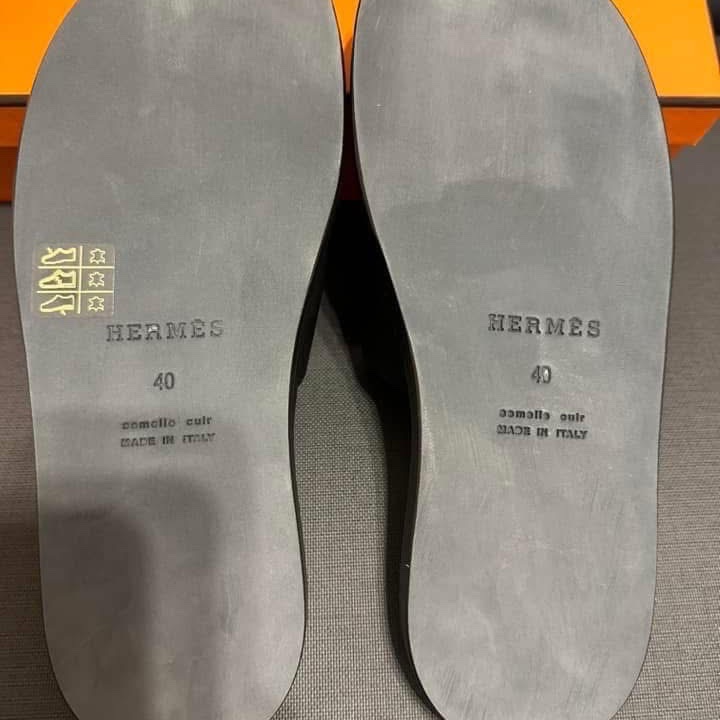Hermes 全新H男拖鞋 尺寸40 男鞋 黑色-13