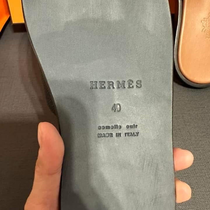 Hermes 全新H男拖鞋 尺寸40 男鞋 黑色-14
