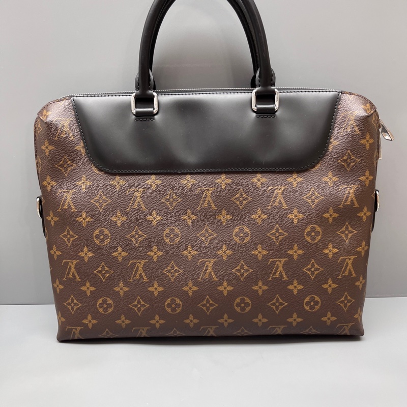 LV 路易威登老花拼皮公文手提包 無肩帶-1