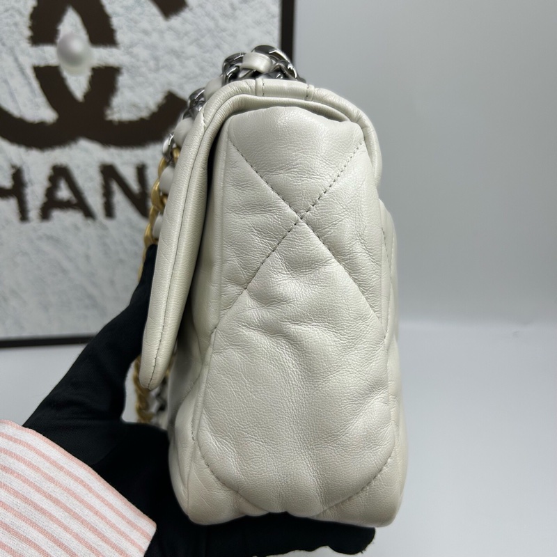 Chanel香奈兒白色 19bag 編碼款30開🧡-4