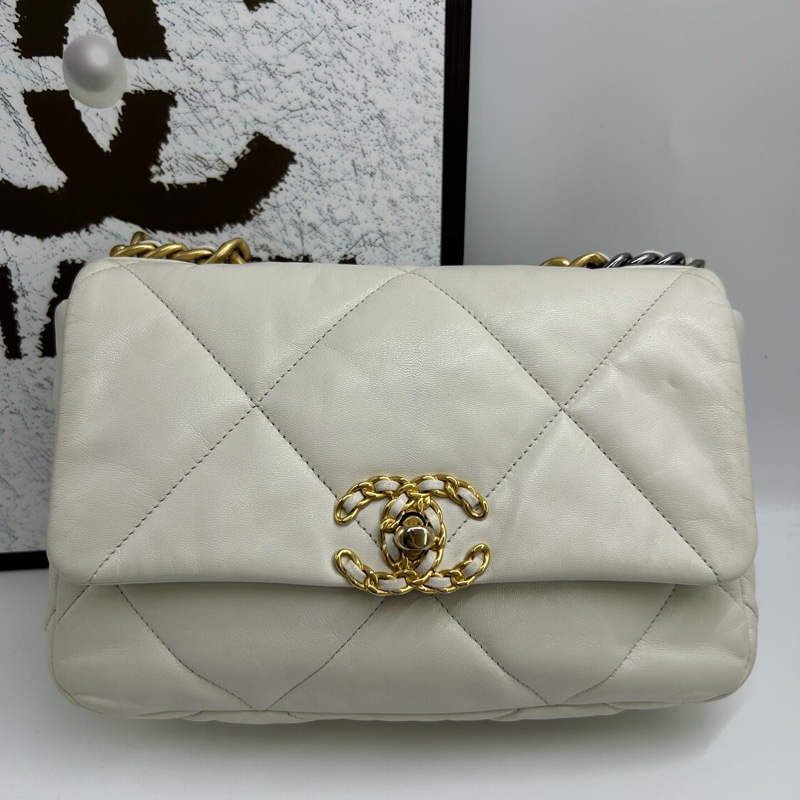 Chanel香奈兒白色 19bag 編碼款30開🧡-8