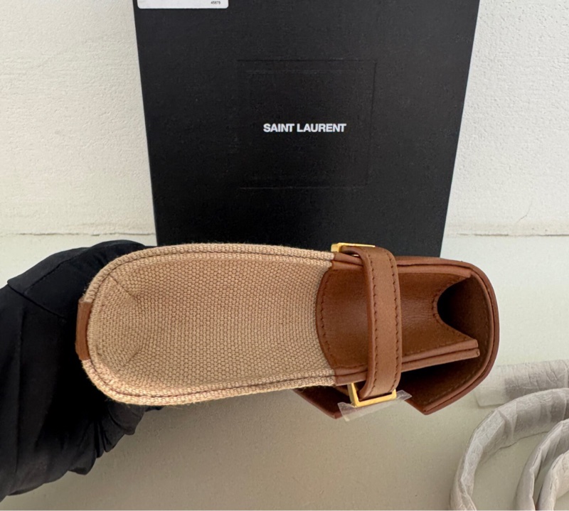 【Kelly平替🤭6折買YSL✨大全套有盒‼️】Saint Laurent經典郵差包 棕色拼帆布-8