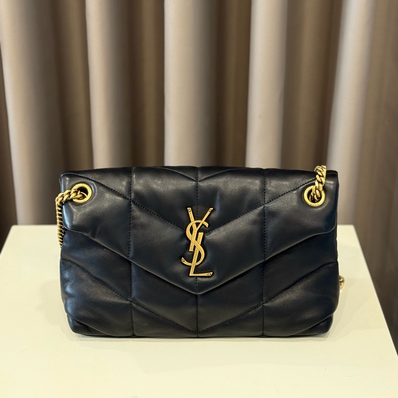 （甜價美包）Ysl聖羅蘭 Saint Laurent Puffer雲朵包黑金小號-0