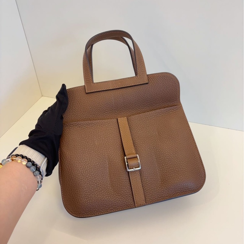 🌈Hermes🧡Halzan 25🧡栗子色內拼餅乾色銀扣🌈98新🌟全套有盒有單🌈halzan25🌟halzan🌟愛馬仕🌟-6