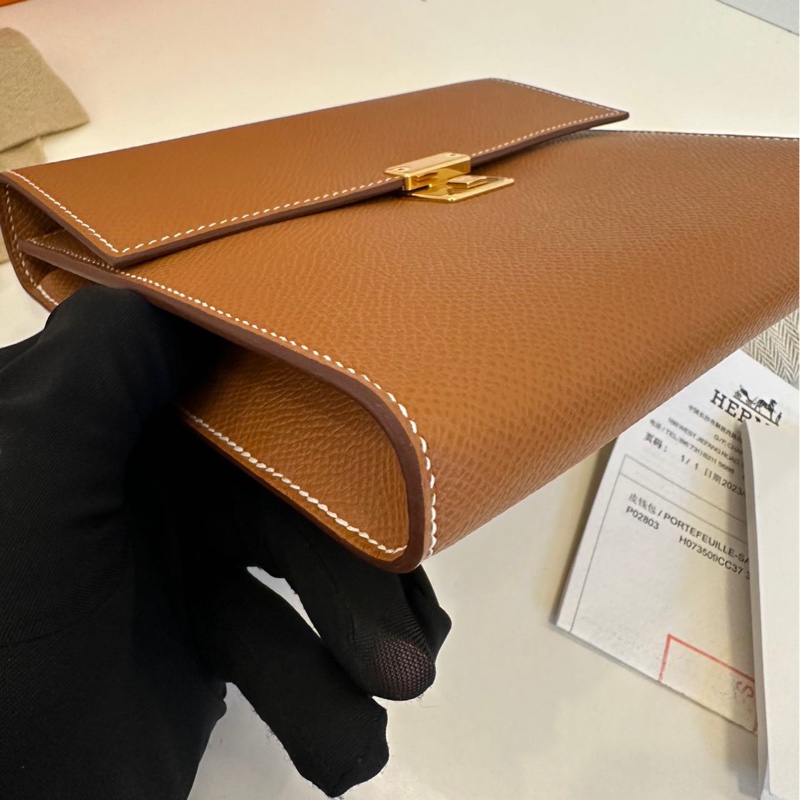 🌈Hermes🧡Clic 16🧡金棕金扣🌟全新有單有盒🌈🌟Epsom皮🌟Stamp B🌟原貼膜在🌟閑置🌟clic16🌟Clic🌟hermeswallet🌟愛馬仕🌟-5