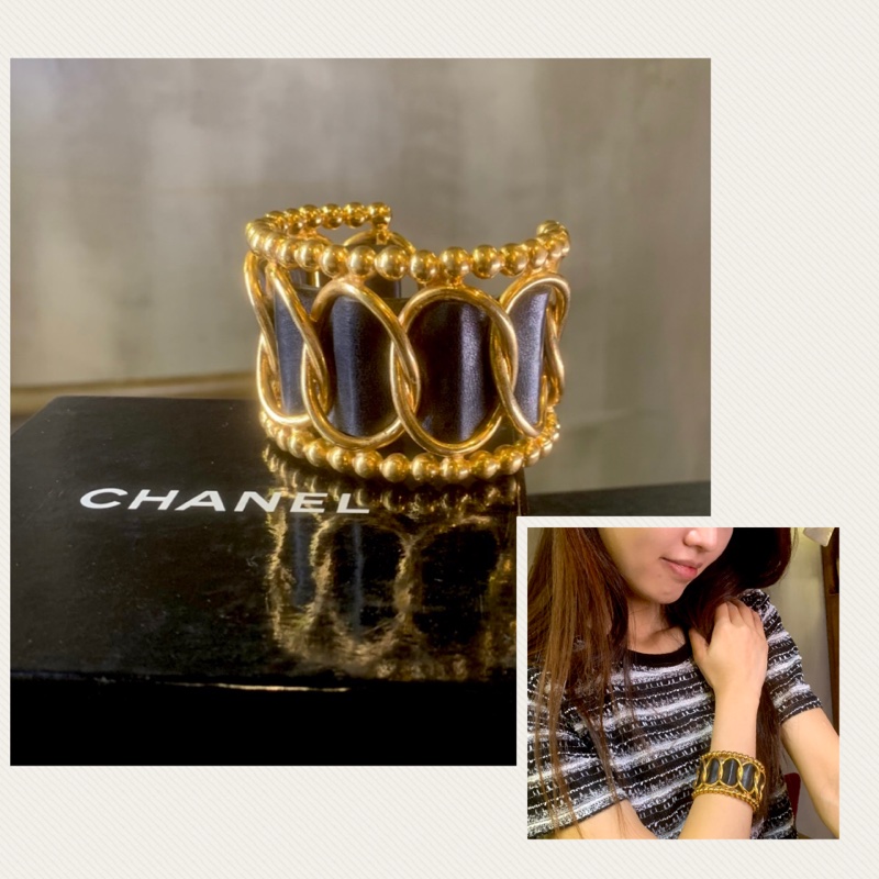 香奈兒極罕中古皇冠手鐲 Chanel Vintage Bracelet In 24k Gold-Plate-0