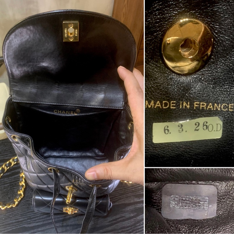 Chanel Vintage Classic 24k Gold-Plate Duma Double Turn-lock Black Lambskin Backpack 香奈兒Duma經典雙CC鎖扣-6