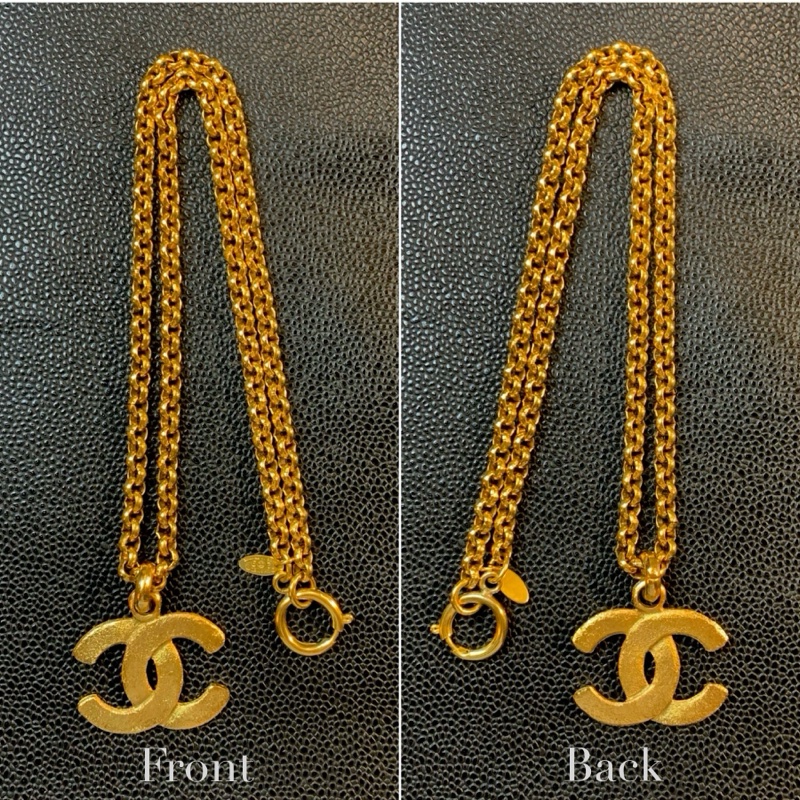 Gorgeous Chanel Vintage Gold Chain Necklace  香奈兒中古磨砂紋大CC頸鏈-1