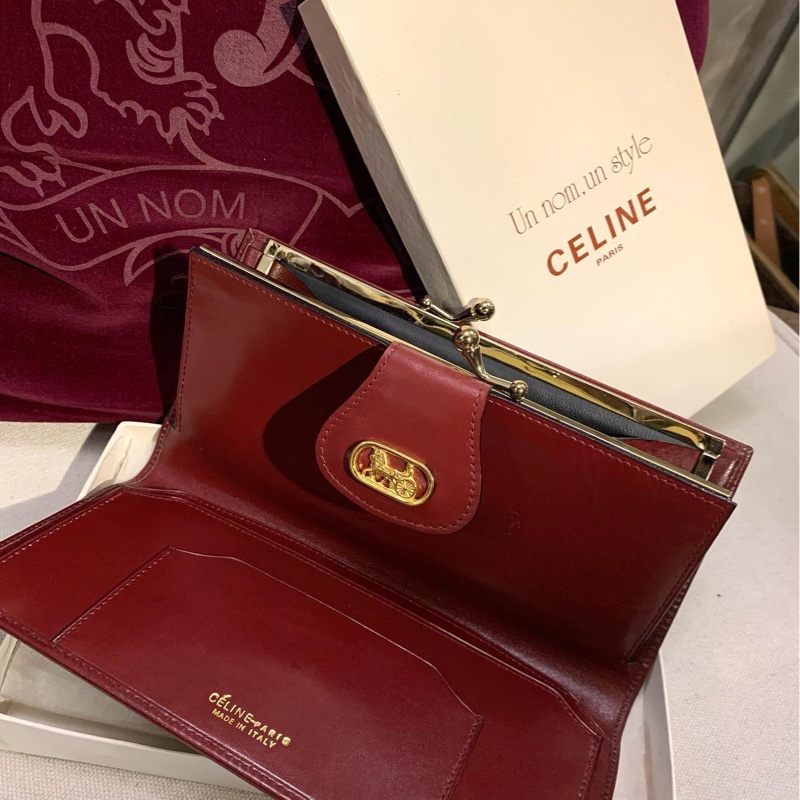 Celine Vintage Bordeaux Horse Carriage Bifold Kiss-lock Long Wallet  馬車波爾多啪扣對摺長銀包-0