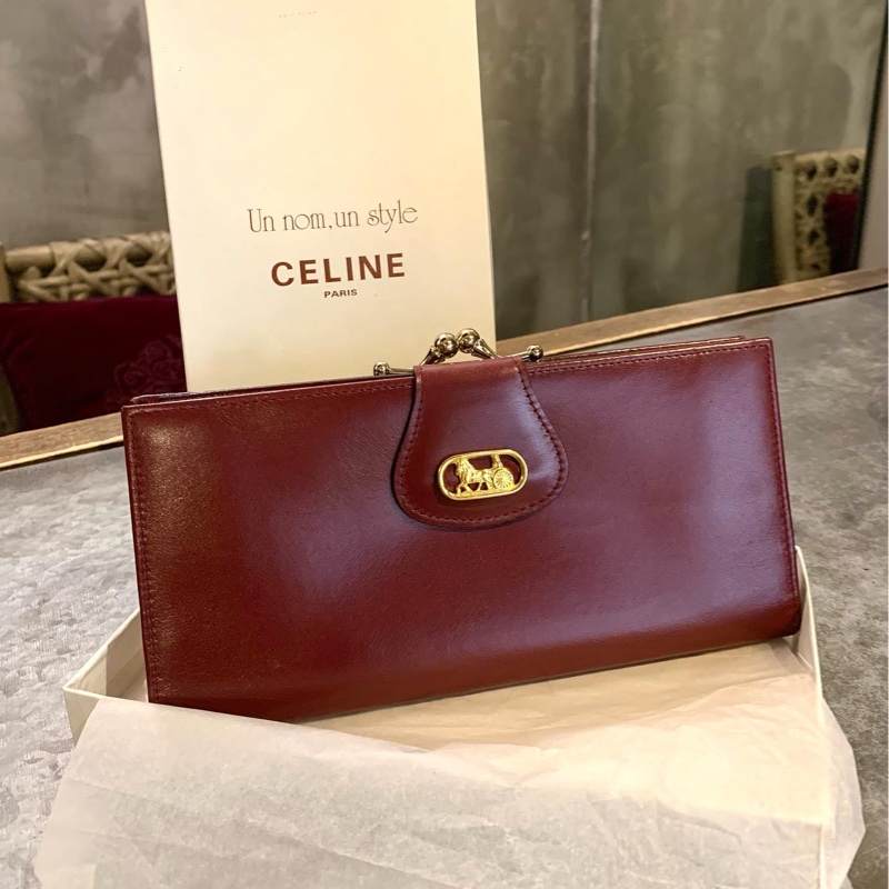 Celine Vintage Bordeaux Horse Carriage Bifold Kiss-lock Long Wallet  馬車波爾多啪扣對摺長銀包-9