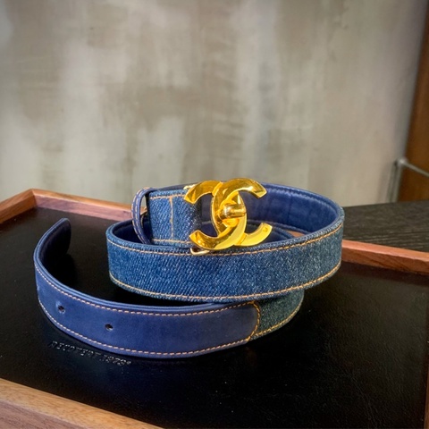 Chanel Vintage CC Logo Denim Belt 極罕香奈兒牛仔布腰帶