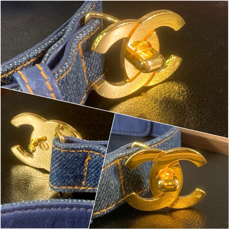 Chanel Vintage CC Logo Denim Belt 極罕香奈兒牛仔布腰帶-1