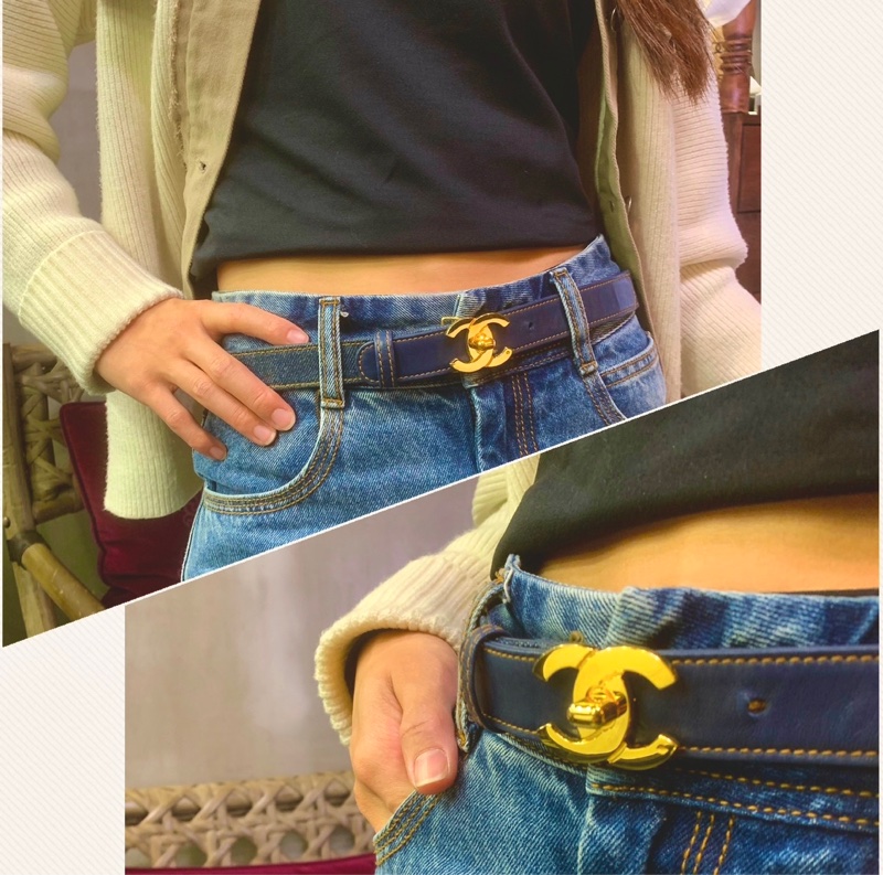 Chanel Vintage CC Logo Denim Belt 極罕香奈兒牛仔布腰帶-4