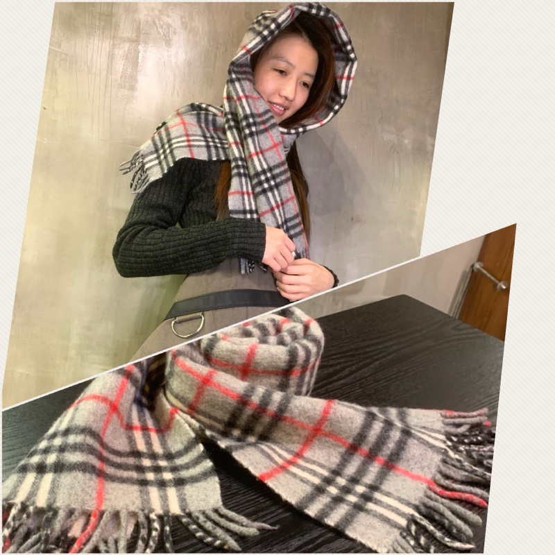 Burberrys 100% Pure Cashmere Scarf In Gray 灰色純羊絨格仔圍巾-4