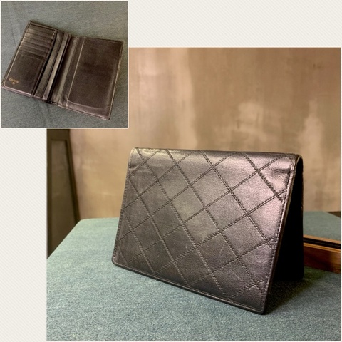 Chanel Vintage Classic Diamond Quilting Long Wallet In Black 經典黑色小牛皮菱格紋長銀包