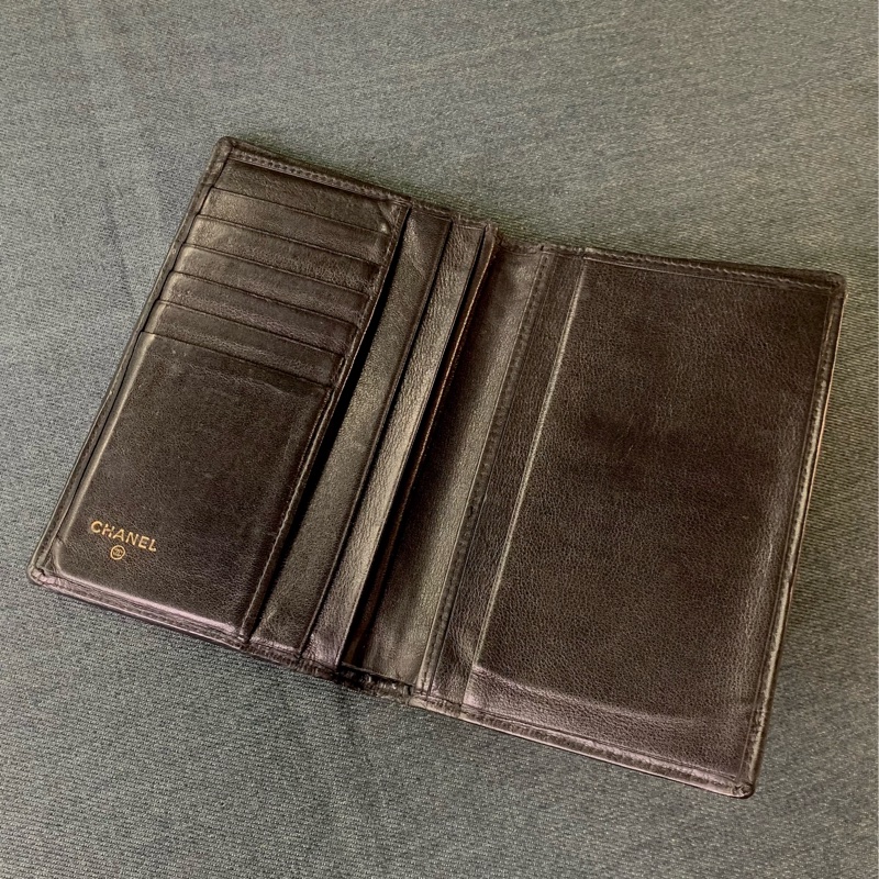 Chanel Vintage Classic Diamond Quilting Long Wallet In Black 經典黑色小牛皮菱格紋長銀包-1