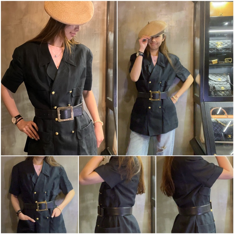 Chanel Vintage Belt In Black 香奈兒標誌扣寬皮帶-4