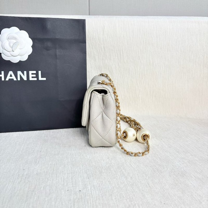 Chanel 湯圓珍珠方胖子 芯片款 灰色 金扣 羊皮17*14*5 98新配件塵袋-7