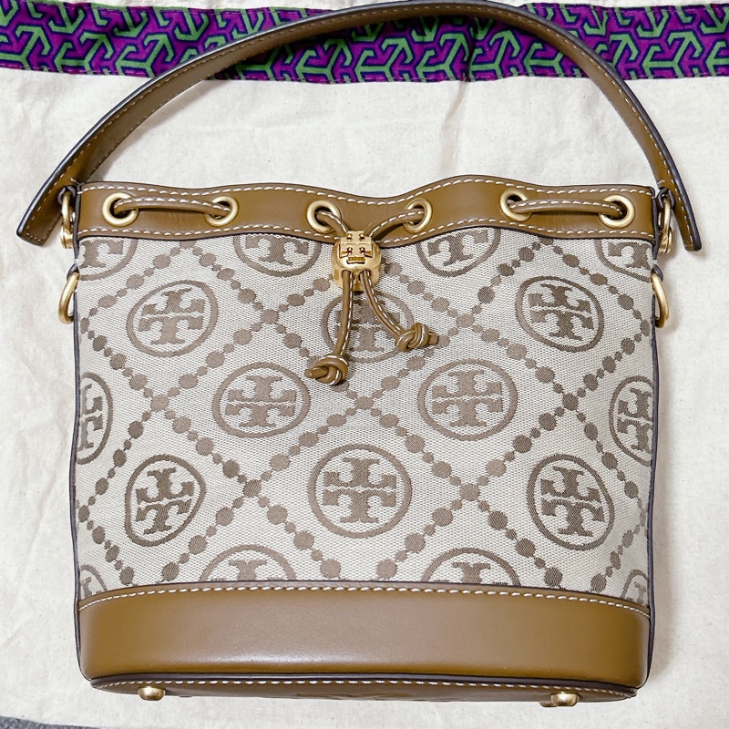 Tory Burch 老花咖色水桶包-5
