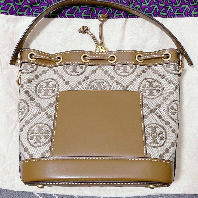 Tory Burch 老花咖色水桶包-6