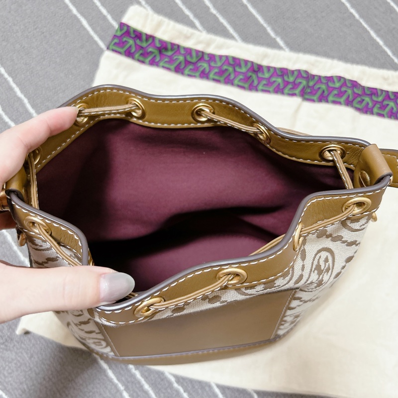 Tory Burch 老花咖色水桶包-9